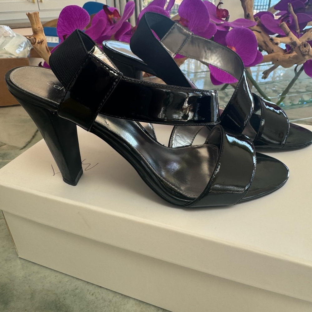 Calvin Klein Glossy Black Heeled Sandals